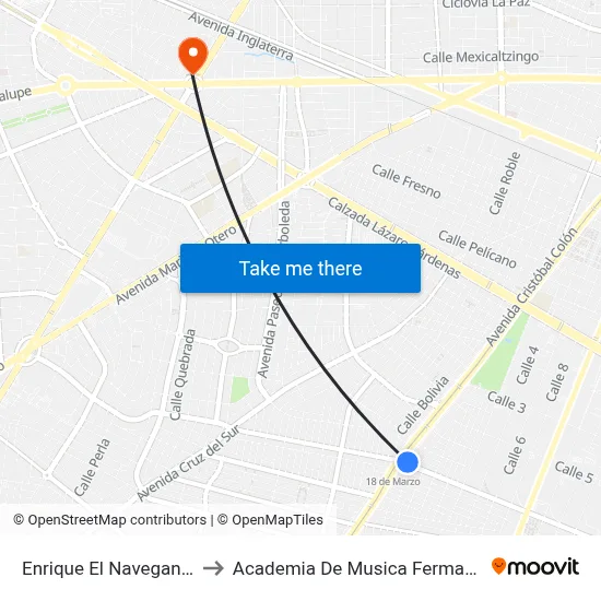 Enrique El Navegante to Academia De Musica Fermatta map
