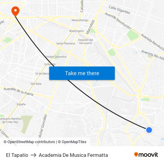 El Tapatío to Academia De Musica Fermatta map