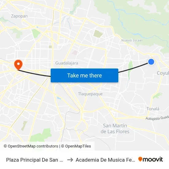Plaza Principal De San Gaspar to Academia De Musica Fermatta map