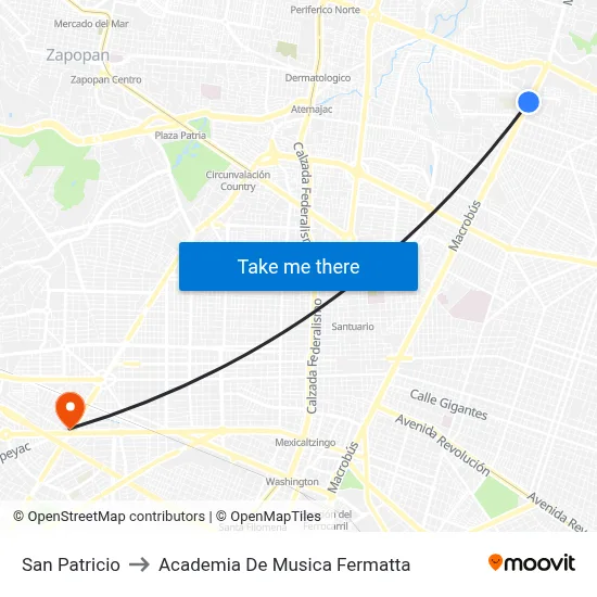 San Patricio to Academia De Musica Fermatta map