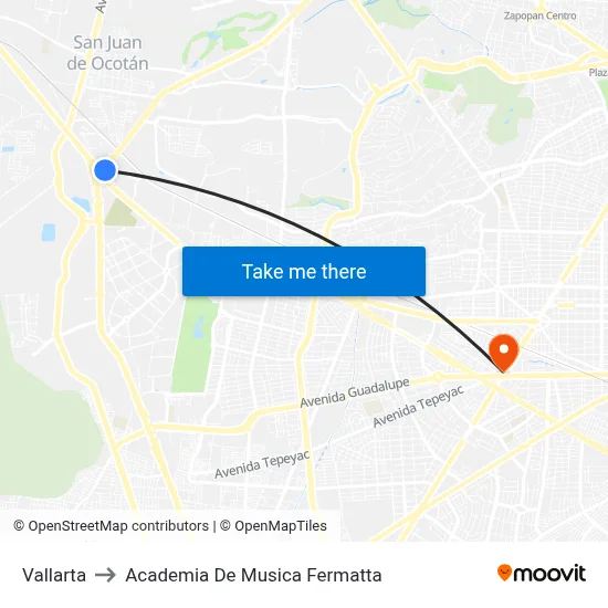 Vallarta to Academia De Musica Fermatta map