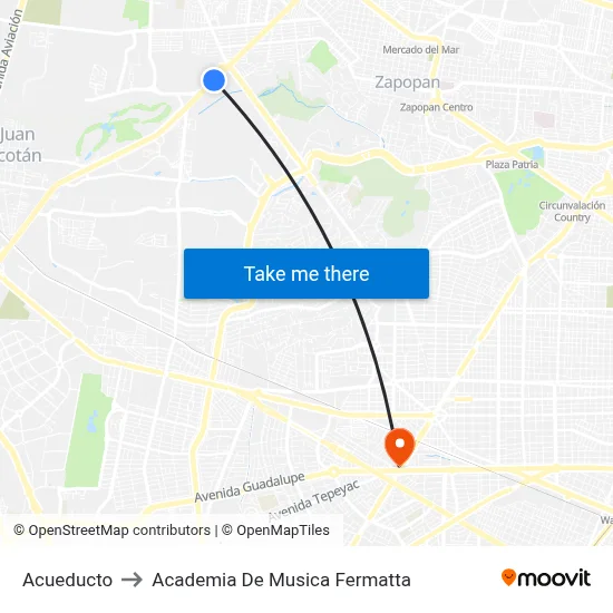 Acueducto to Academia De Musica Fermatta map