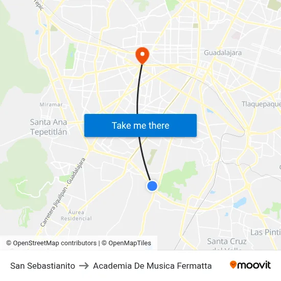 San Sebastianito to Academia De Musica Fermatta map