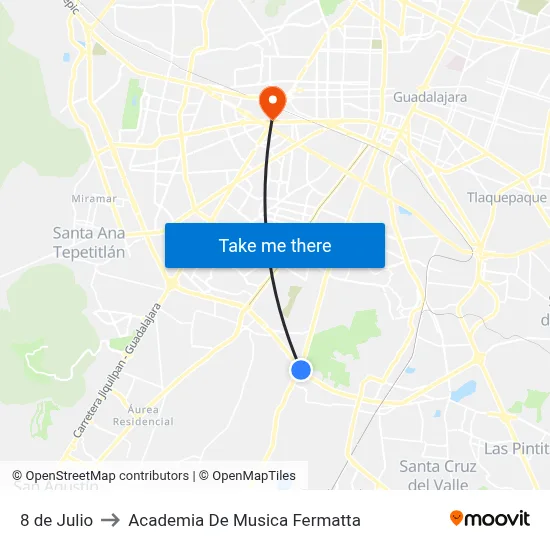 8 de Julio to Academia De Musica Fermatta map