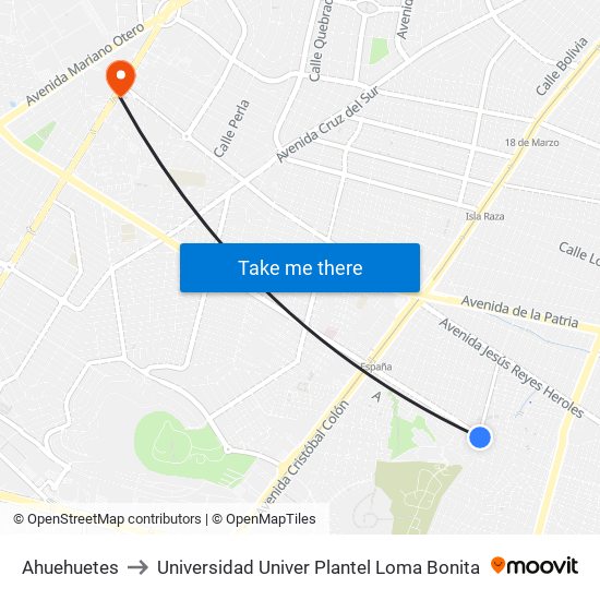 Ahuehuetes to Universidad Univer Plantel Loma Bonita map