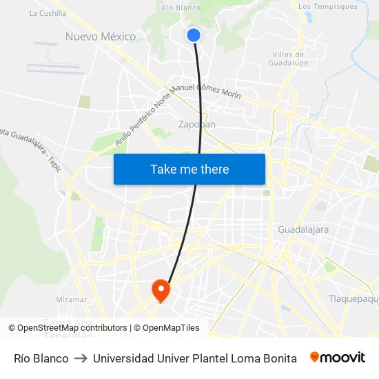 Río Blanco to Universidad Univer Plantel Loma Bonita map