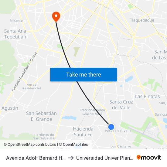 Avenida Adolf Bernard Horn Junior 6800 to Universidad Univer Plantel Loma Bonita map