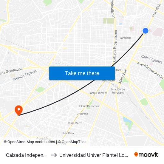 Calzada Independencia to Universidad Univer Plantel Loma Bonita map