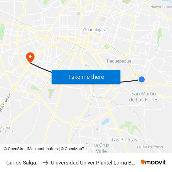 Carlos Salgado to Universidad Univer Plantel Loma Bonita map