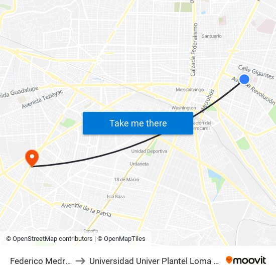 Federico Medrano to Universidad Univer Plantel Loma Bonita map