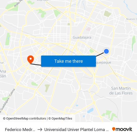 Federico Medrano to Universidad Univer Plantel Loma Bonita map