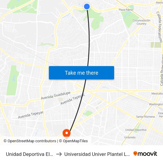Unidad Deportiva El Polvorín to Universidad Univer Plantel Loma Bonita map