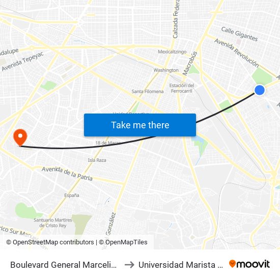 Boulevard General Marcelino García Barragán to Universidad Marista De Guadalajara map