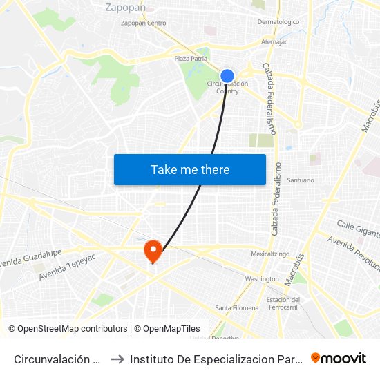 Circunvalación Country to Instituto De Especializacion Para Ejecutivos map