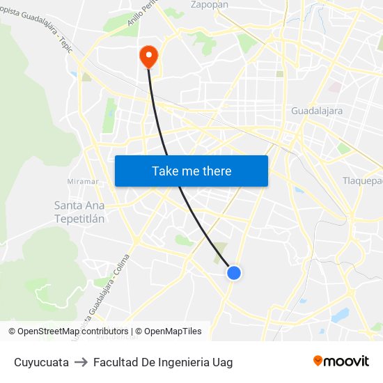 Cuyucuata to Facultad De Ingenieria Uag map