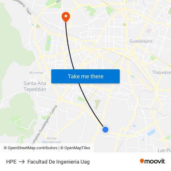 HPE to Facultad De Ingenieria Uag map