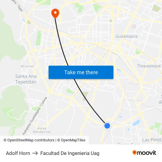 Adolf Horn to Facultad De Ingenieria Uag map