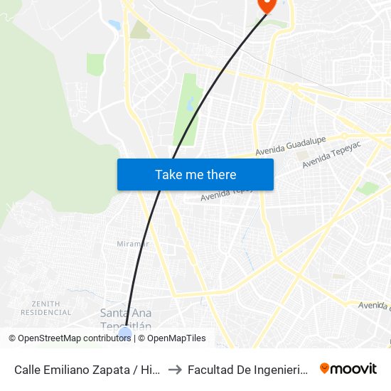 Calle Emiliano Zapata / Hidalgo to Facultad De Ingenieria Uag map
