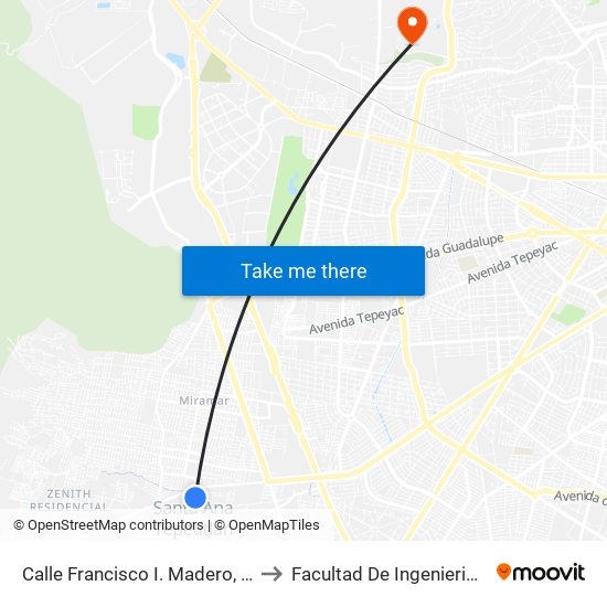 Calle Francisco I. Madero, 182a to Facultad De Ingenieria Uag map