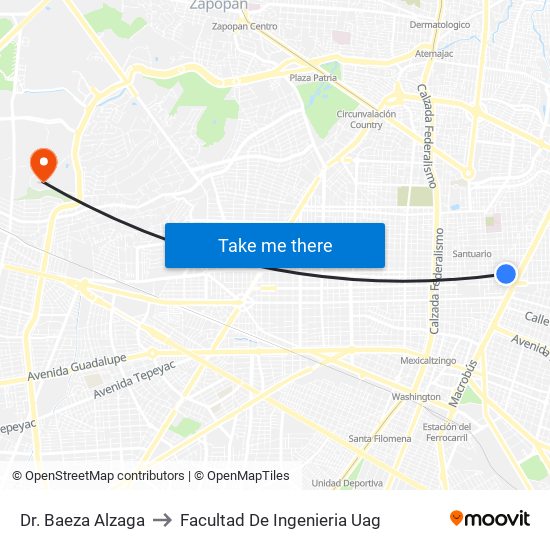 Dr. Baeza Alzaga to Facultad De Ingenieria Uag map
