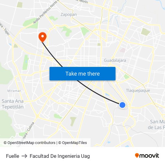 Fuelle to Facultad De Ingenieria Uag map