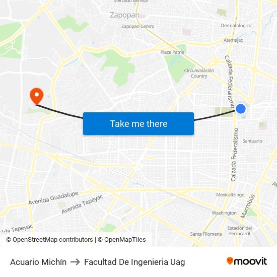 Acuario Michín to Facultad De Ingenieria Uag map