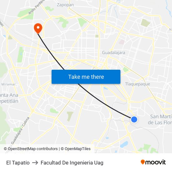 El Tapatío to Facultad De Ingenieria Uag map