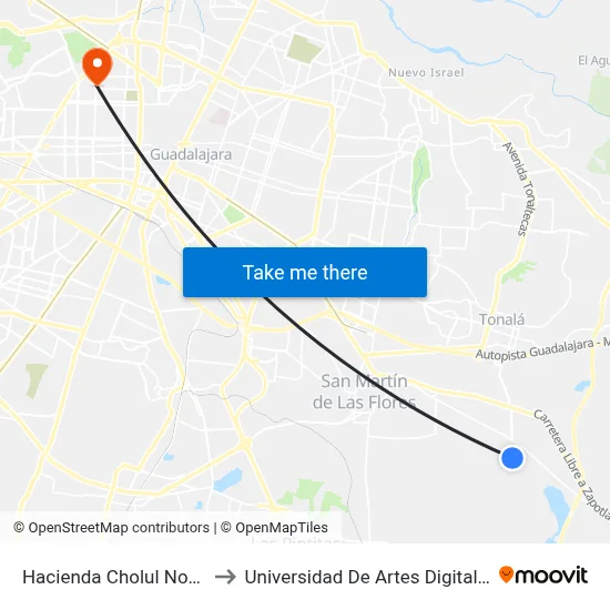 Hacienda Cholul Norte to Universidad De Artes Digitales map