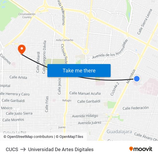 CUCS to Universidad De Artes Digitales map