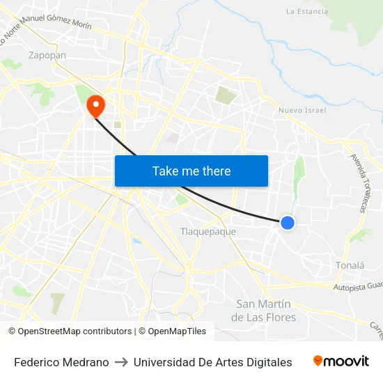 Federico Medrano to Universidad De Artes Digitales map