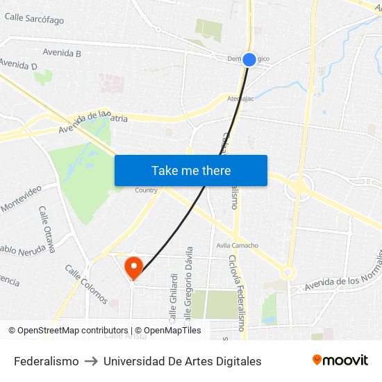 Federalismo to Universidad De Artes Digitales map