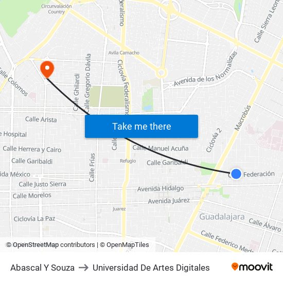 Abascal Y Souza to Universidad De Artes Digitales map