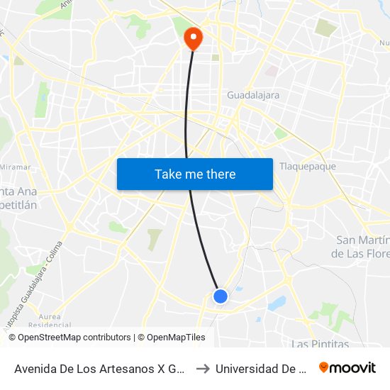 Avenida De Los Artesanos X Gobernador Luis G. Curiel to Universidad De Artes Digitales map