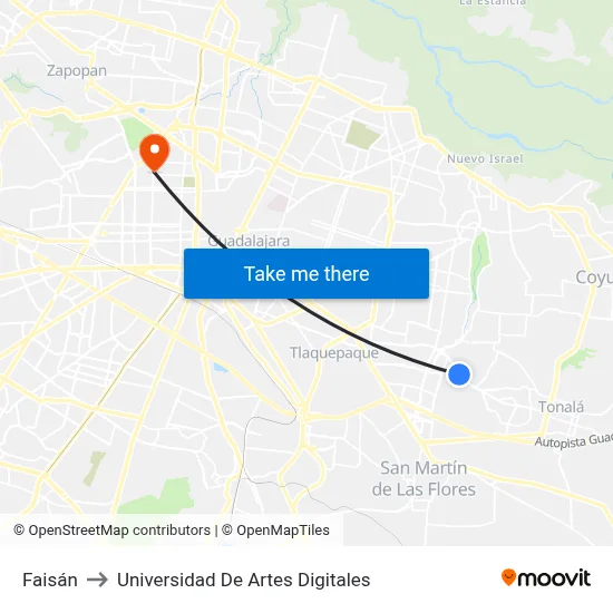 Faisán to Universidad De Artes Digitales map