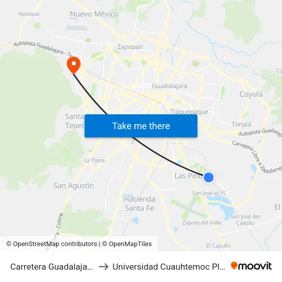 Carretera Guadalajara El Salto, 10 to Universidad Cuauhtemoc Plantel Guadalajara map