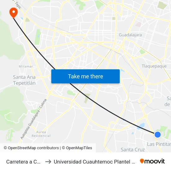 Carretera a Chapala to Universidad Cuauhtemoc Plantel Guadalajara map
