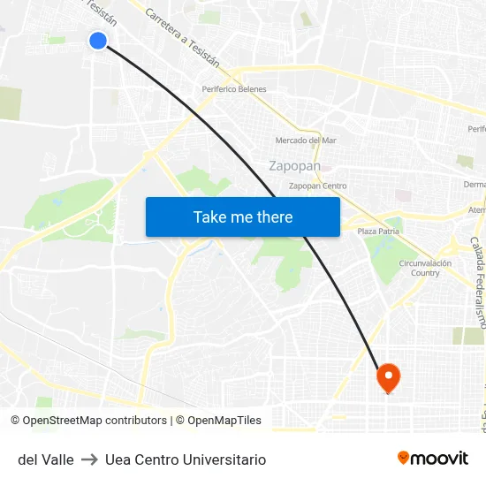 del Valle to Uea Centro Universitario map