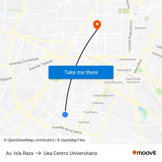 Av. Isla Raza to Uea Centro Universitario map