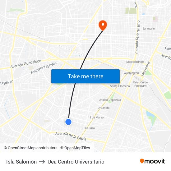 Isla Salomón to Uea Centro Universitario map