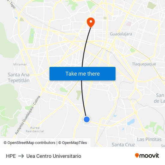 HPE to Uea Centro Universitario map