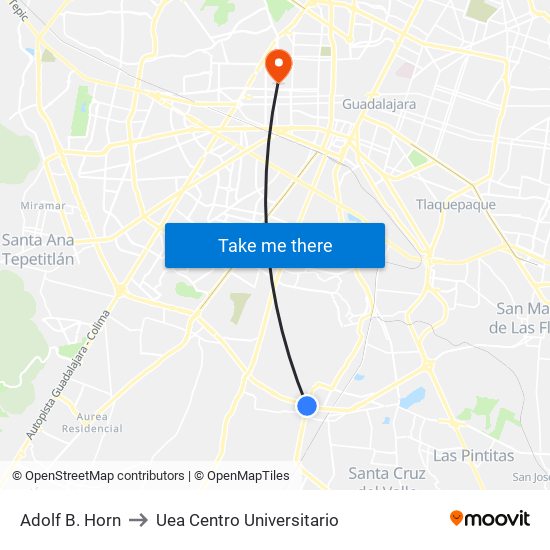 Adolf B. Horn to Uea Centro Universitario map