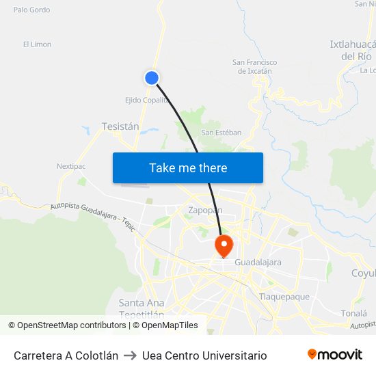 Carretera A Colotlán to Uea Centro Universitario map