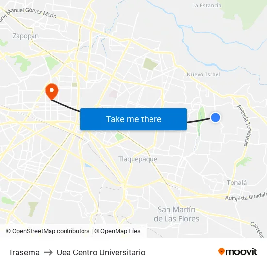 Irasema to Uea Centro Universitario map