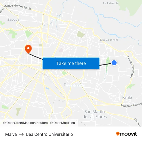 Malva to Uea Centro Universitario map