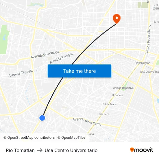 Río Tomatlán to Uea Centro Universitario map