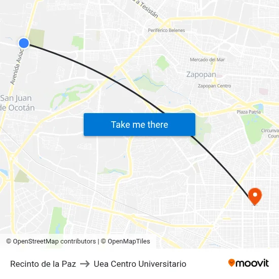 Recinto de la Paz to Uea Centro Universitario map