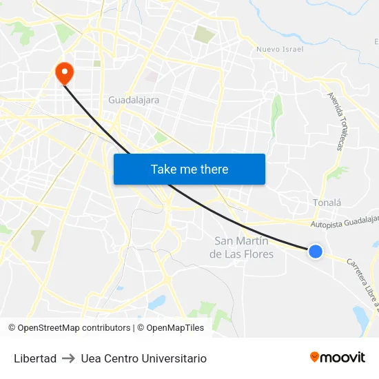 Libertad to Uea Centro Universitario map