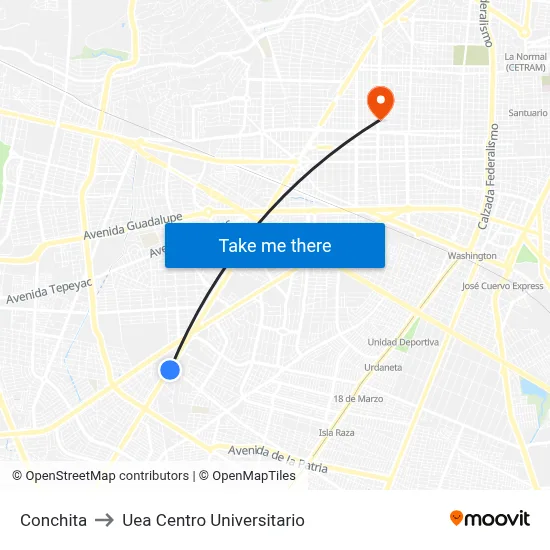 Conchita to Uea Centro Universitario map