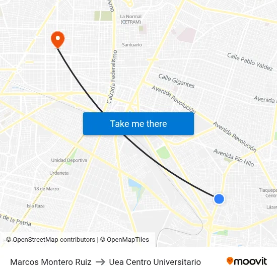 Marcos Montero Ruiz to Uea Centro Universitario map