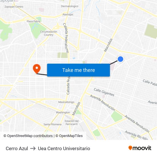 Cerro Azul to Uea Centro Universitario map